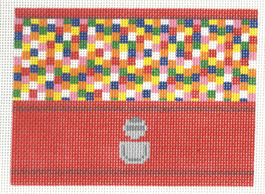 Krissy Johnson needlepoint canvas of a 3D gumball machine