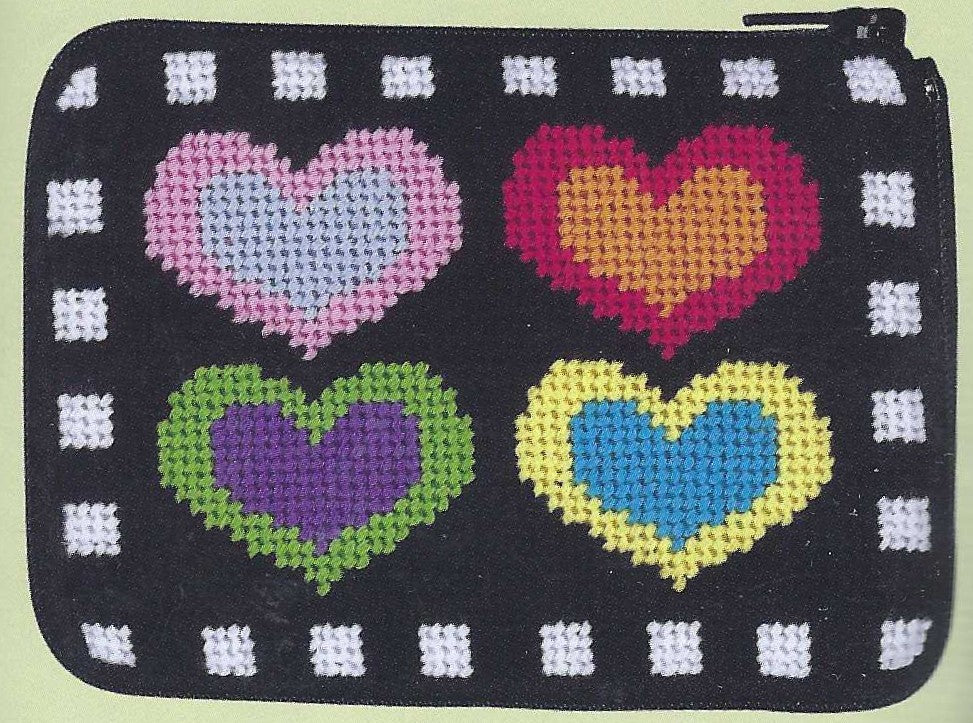 Hearts on Black Coin Purse
