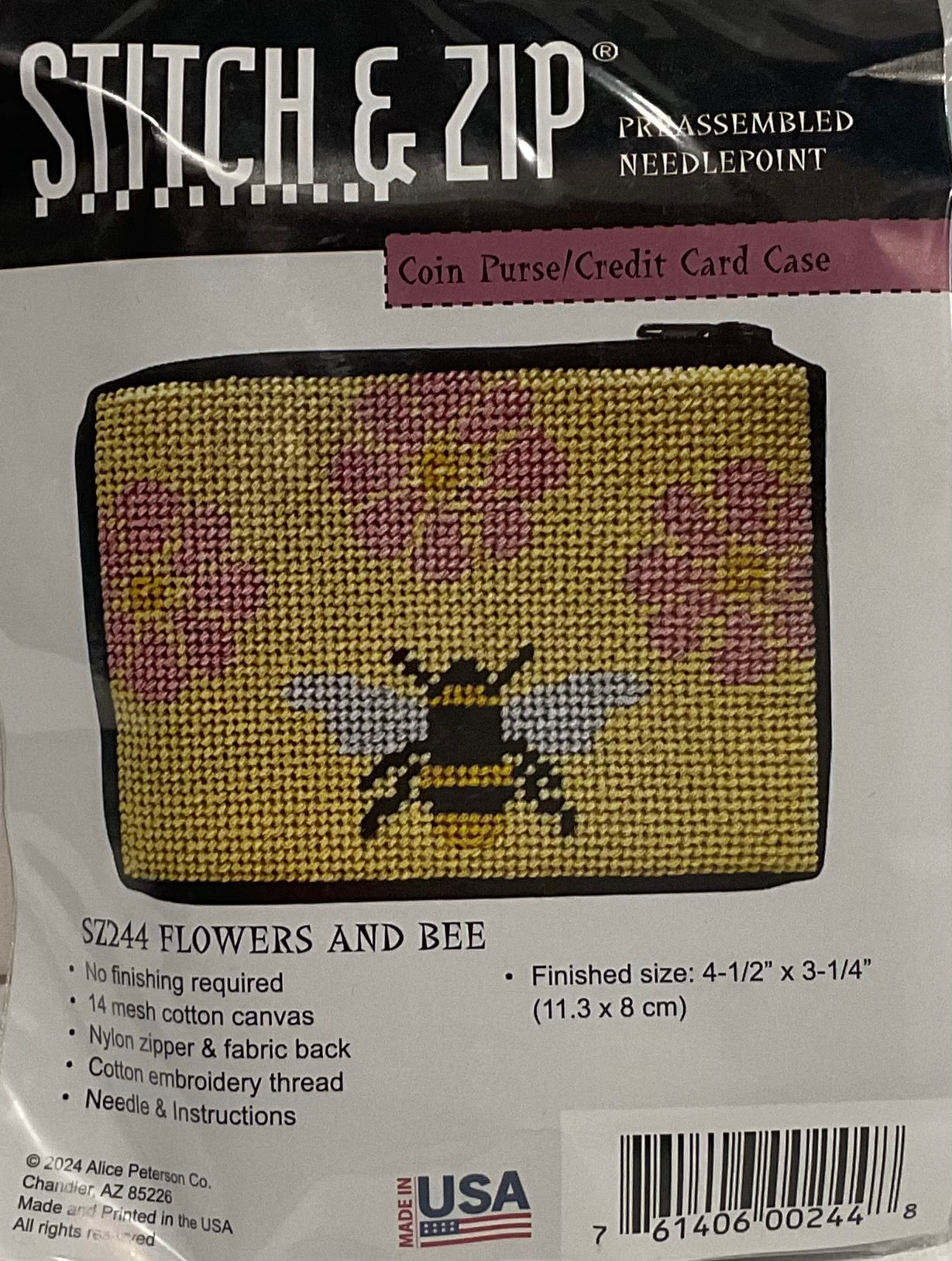 Flowers and Bee Coin Purse