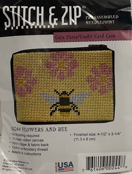 Flowers and Bee Coin Purse