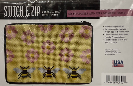 Flowers and Bees Cosmetic Purse