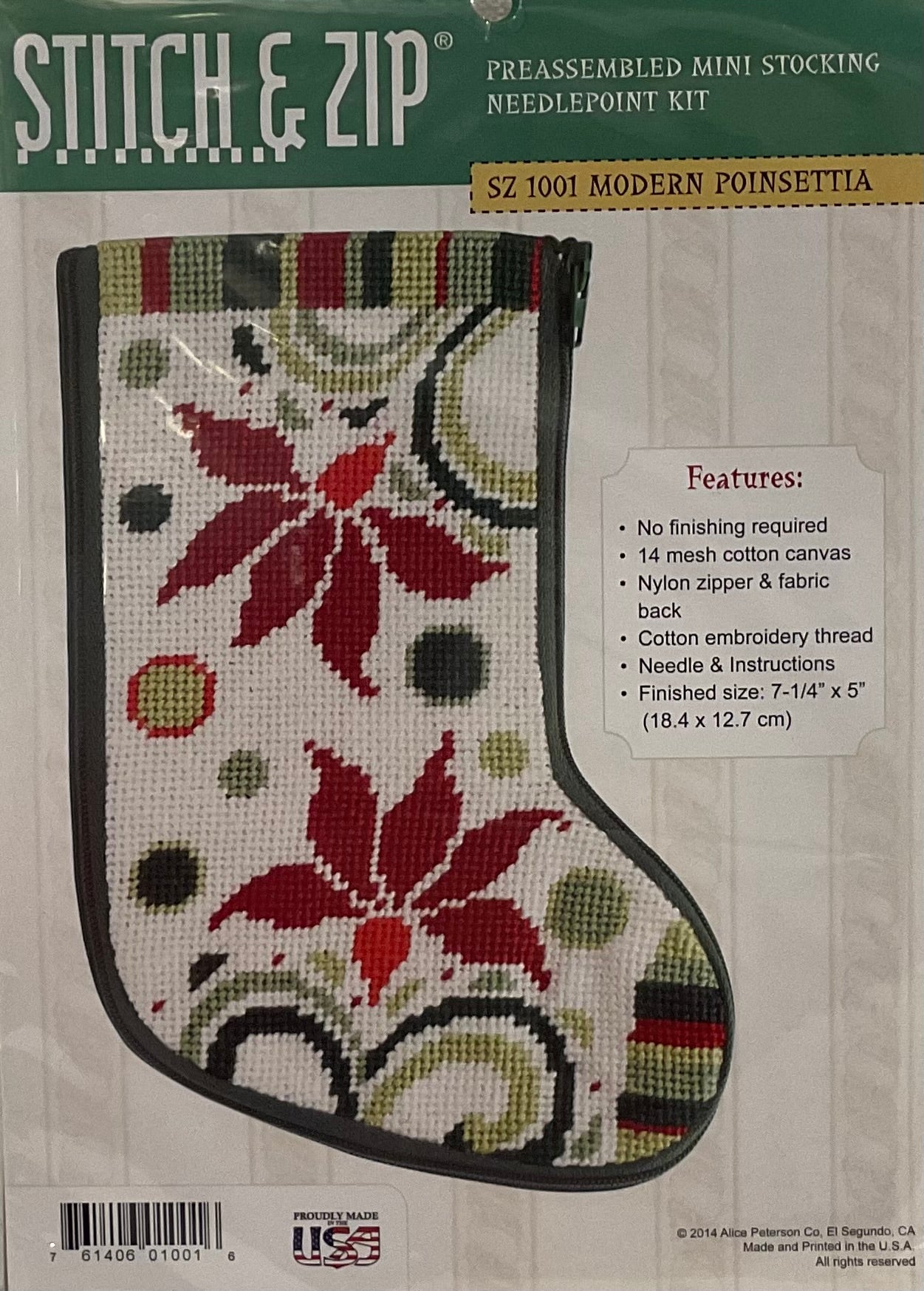 Modern Poinsettia Mini Stocking