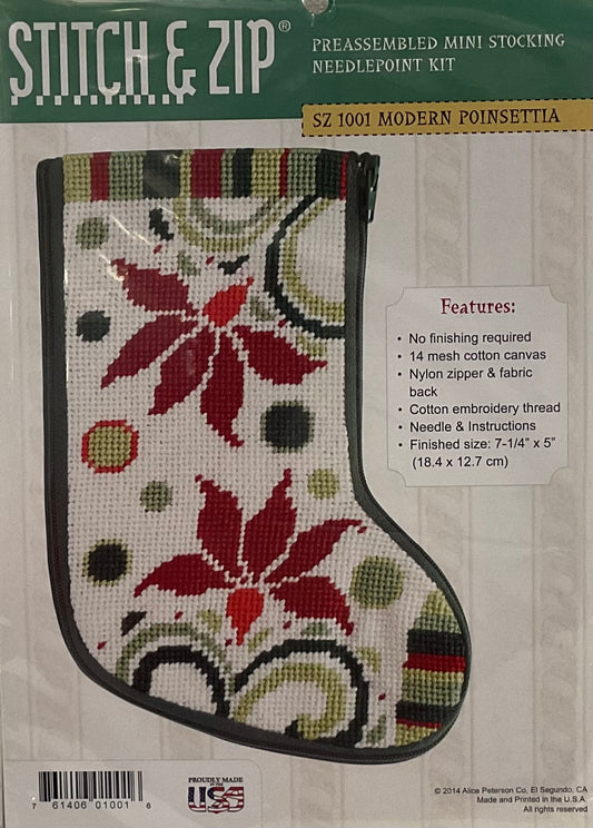 Modern Poinsettia Mini Stocking