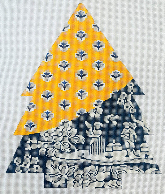 Tree - Yellow & Blue Toile