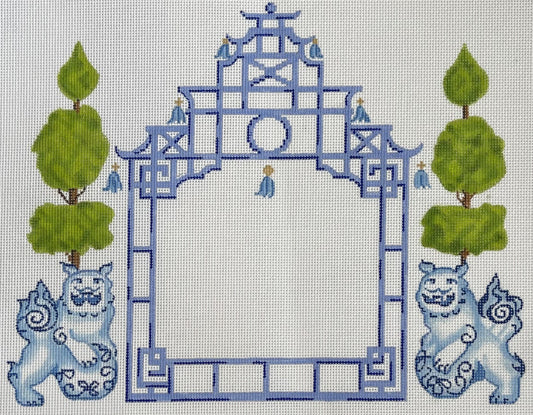 Chinoisserie Letter - Pagoda with Foo Dogs and Pagoda