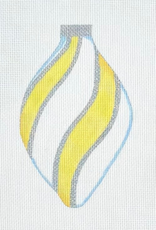 Yellow Swirl Ornament - Oval