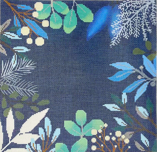 Blank Blue Winter Botanical Pillow