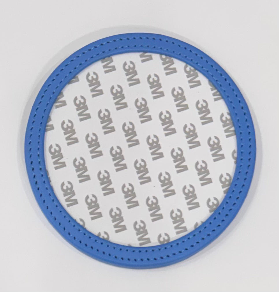 Tilli Tomas Planet Earth round leather coaster for self-finishing - bright blue, swell