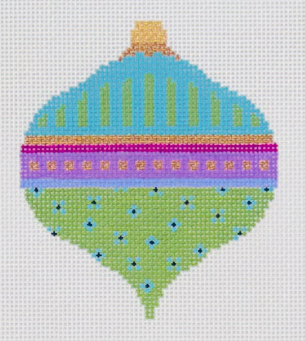 Elizabeth Crane Swartz needlepoint canvas of turquoise bauble
