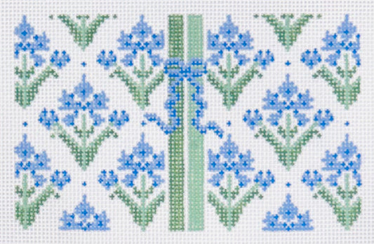 KCN Designers needlepoint canvas of blue block floral print