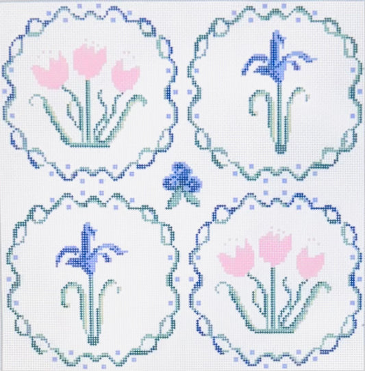 KCN Designers needlepoint canvas of Ellie block floral print