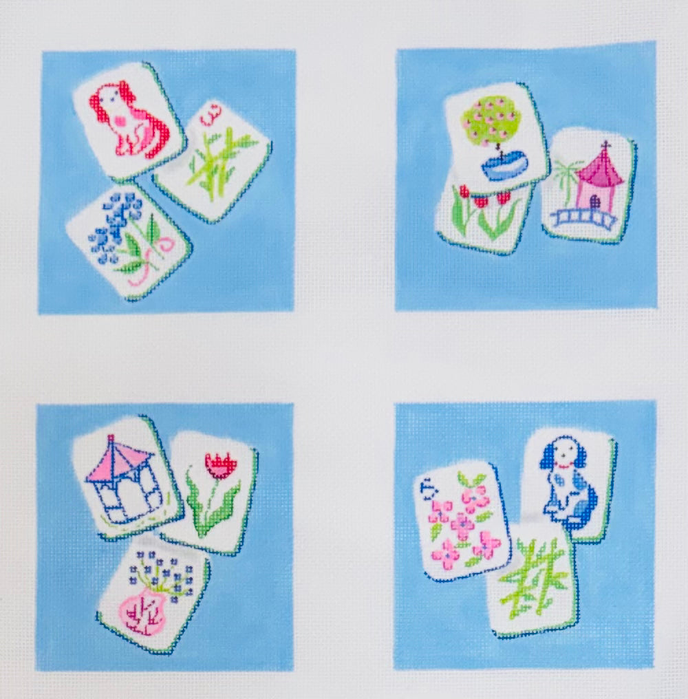 Kate Dickerson Needlepoint Collections needlepoint canvas of English Country Garden Mahjong theme