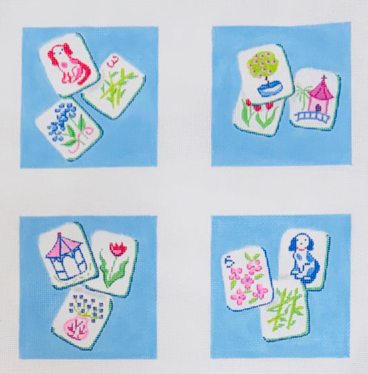 Kate Dickerson Needlepoint Collections needlepoint canvas of English Country Garden Mahjong theme