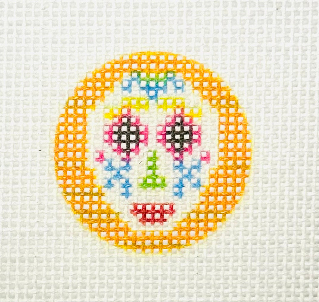 Tilli Tomas Planet Earth key fob insert needlepoint canvas of sugar skull