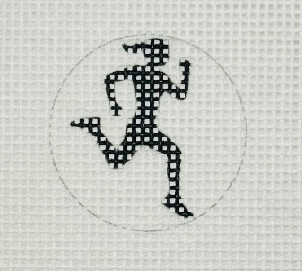 Tilli Tomas Planet Earth key fob insert needlepoint canvas of female runner