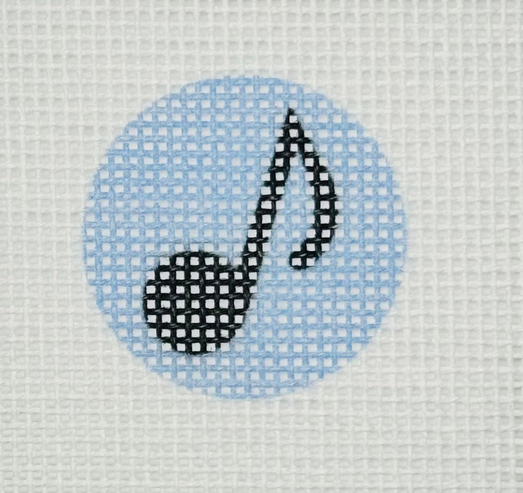 Tilli Tomas Planet Earth key fob insert needlepoint canvas of musical note on light blue background