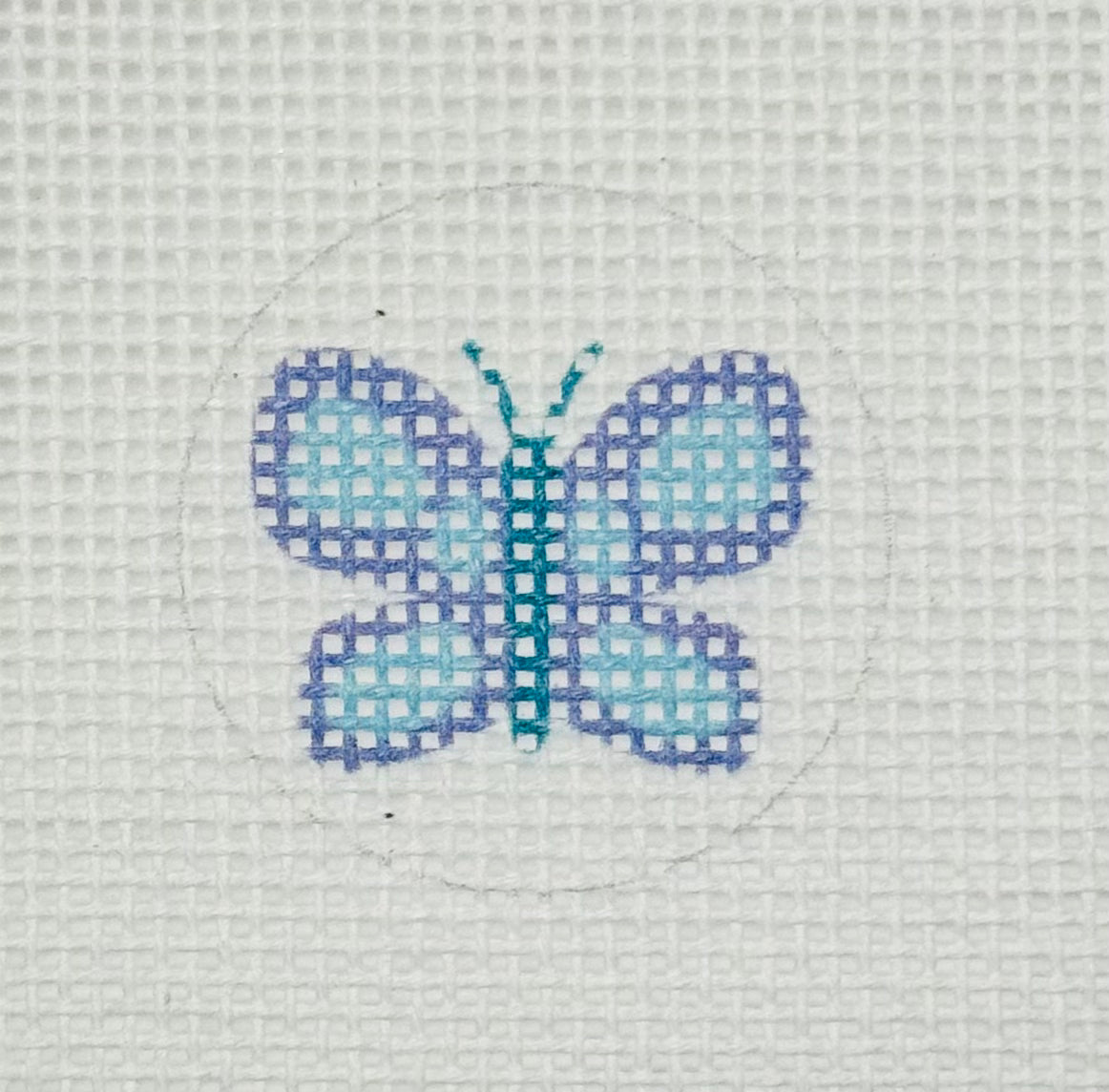 Tilli Tomas Planet Earth key fob insert needlepoint canvas of purple butterfly