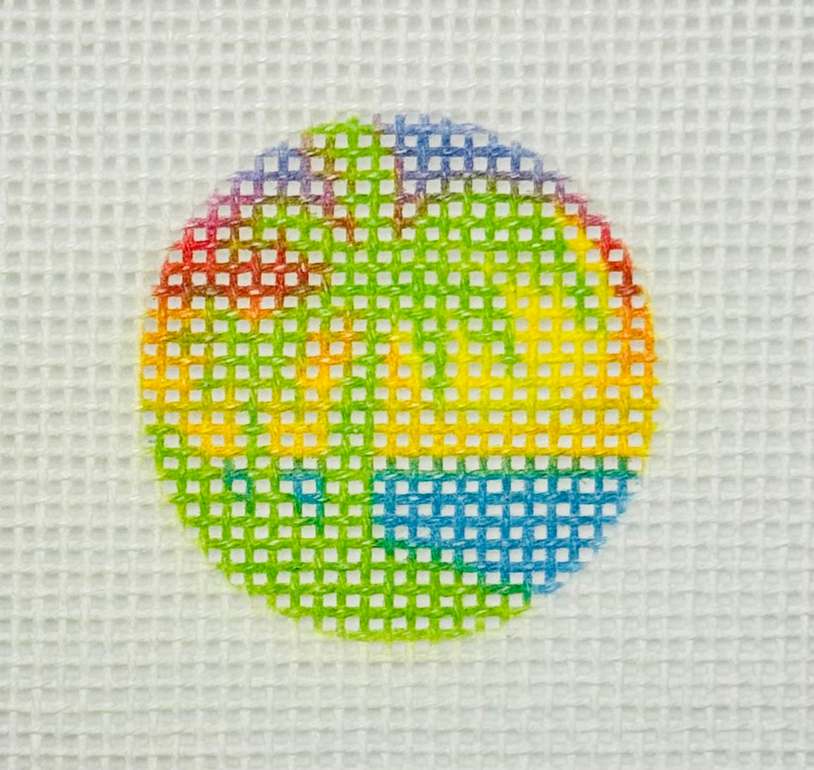 Tilli Tomas Planet Earth key fob insert needlepoint canvas of colorful palm tree beach