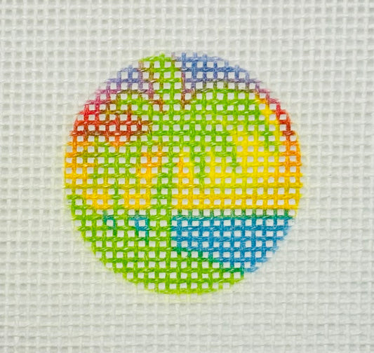 Tilli Tomas Planet Earth key fob insert needlepoint canvas of colorful palm tree beach