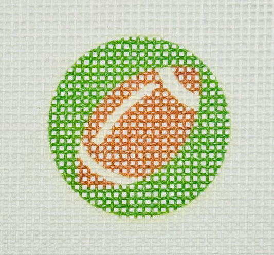 Tilli Tomas Planet Earth key fob insert needlepoint canvas of football with green background