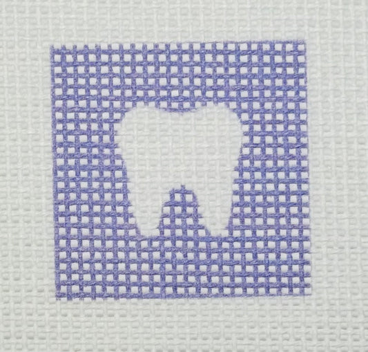 Tilli Tomas Planet Earth needlepoint canvas of tooth with a purple background