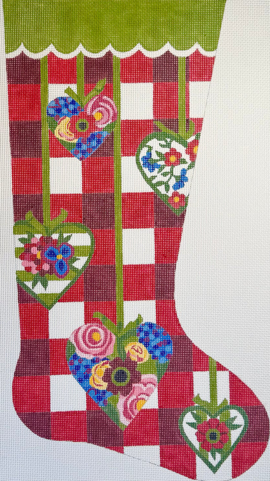 Hanging Floral Hearts Stocking