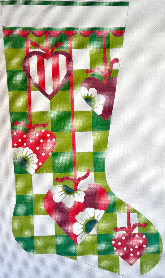 Hanging Red Hearts Stocking