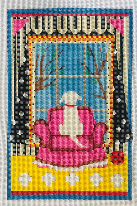 Dog in Window - White