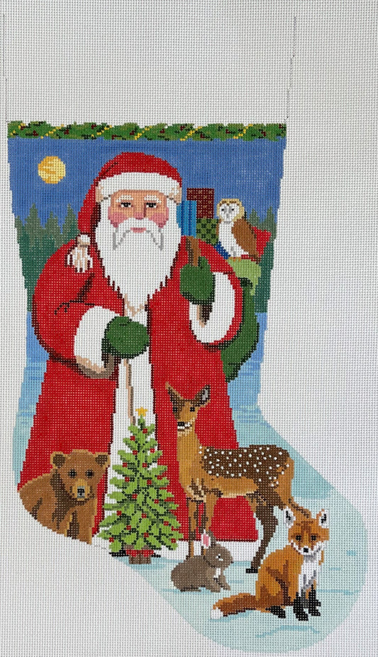 Stocking - Santa with Baby Forest Animals