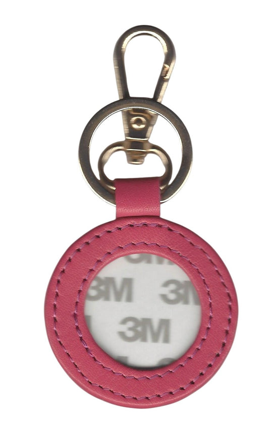 Round Leather Key Fob - Bright Pink
