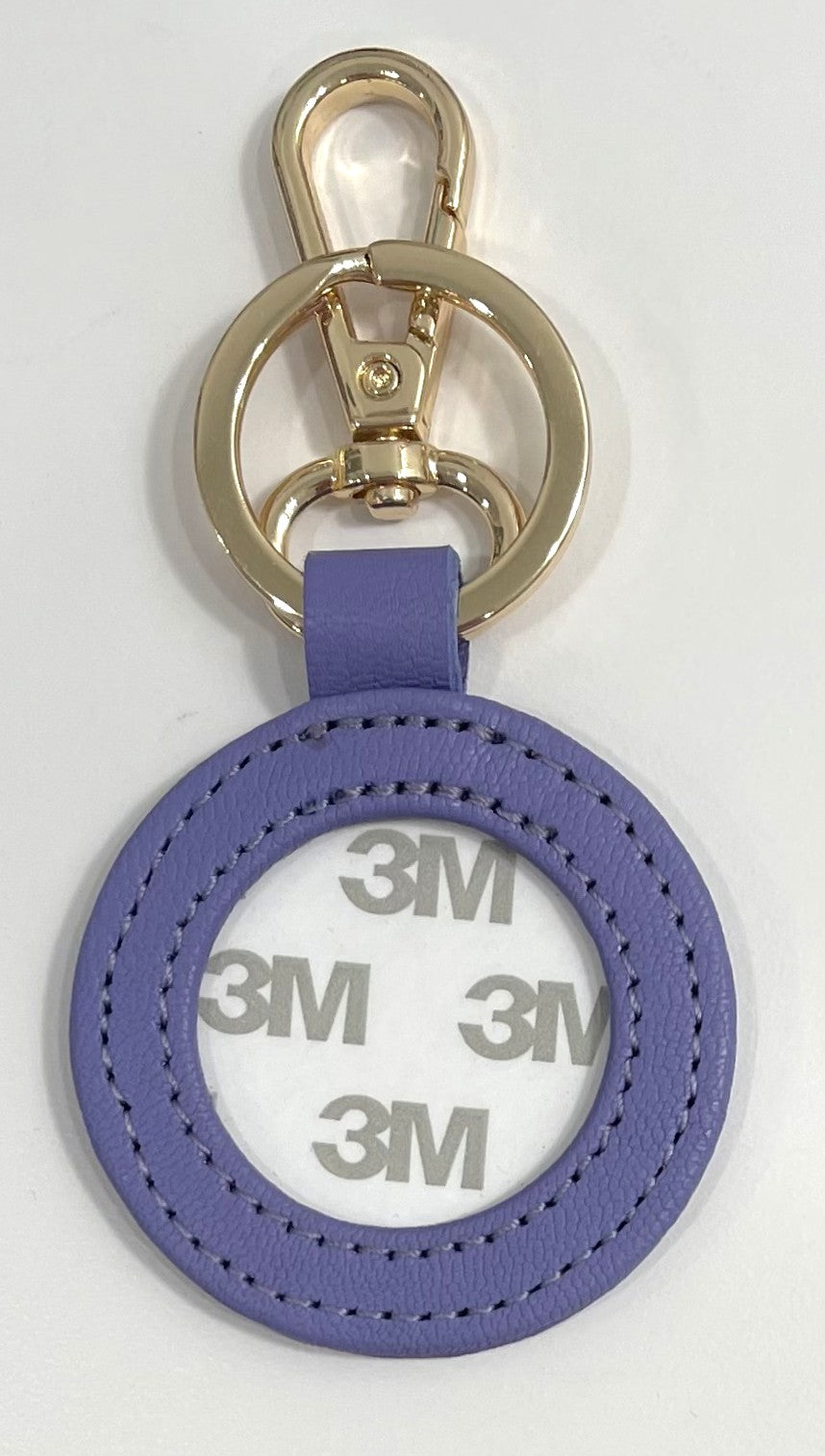 Round Leather Key Fob - Lavendar