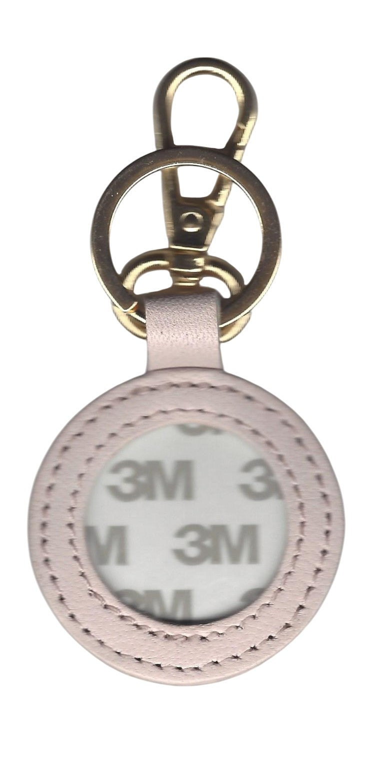 Round Leather Key Fob - Light Pink