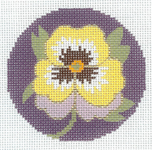 Round - Pansy on Purple