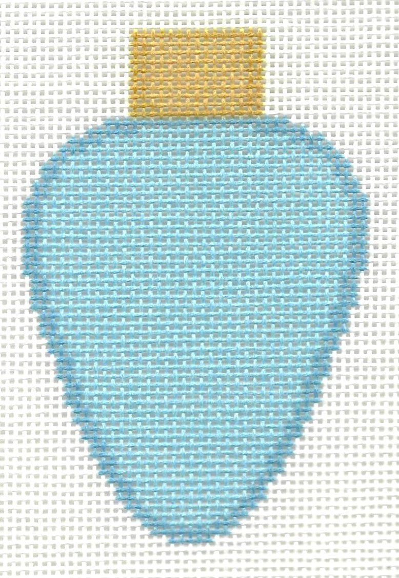 Two Sisters needlepoint canvas of light blue lightbulb