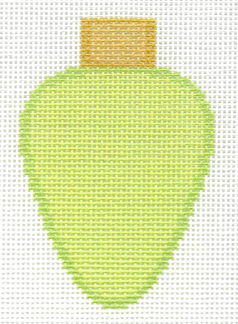 Two Sisters needlepoint canvas of lime green lightbulb