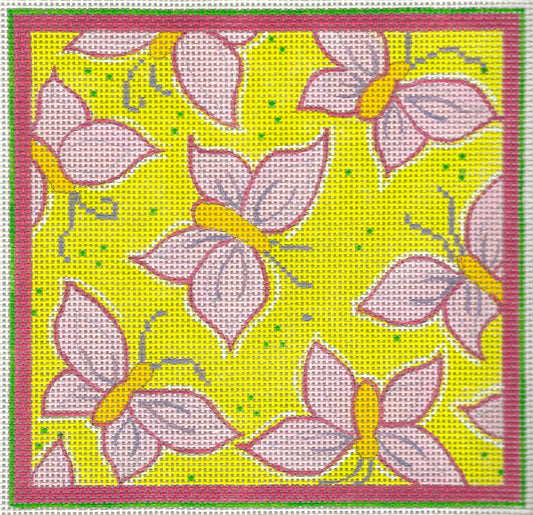 Lily Butterflies Greens and Pinks