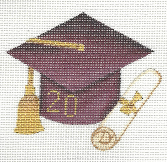 Graduation Cap - Burgundy with Year