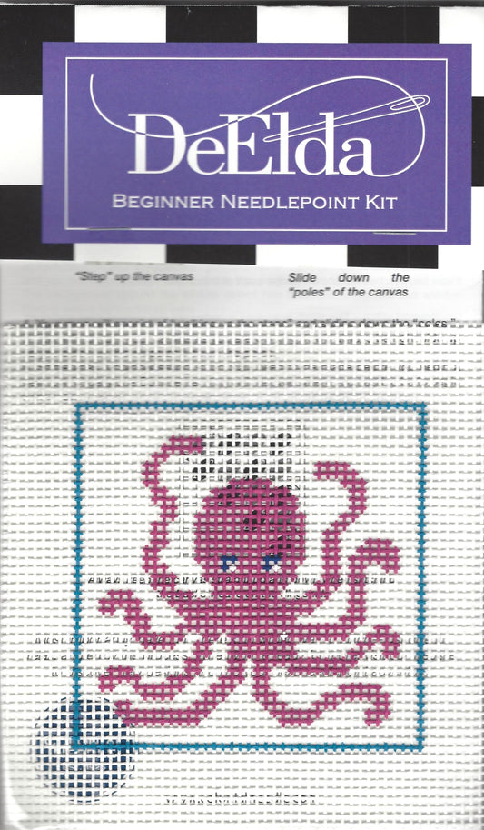 DeElda beginner needlepoint kit with octopus design