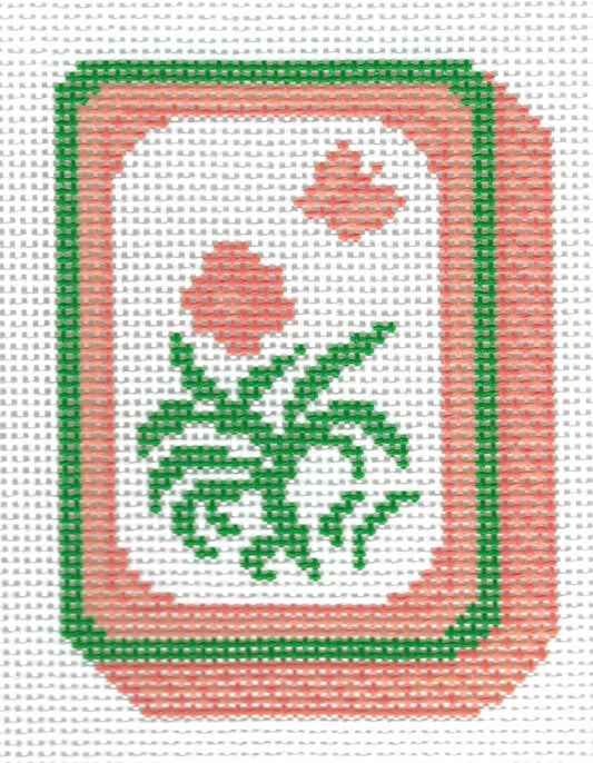 Mahjong Tile - Orange Flower