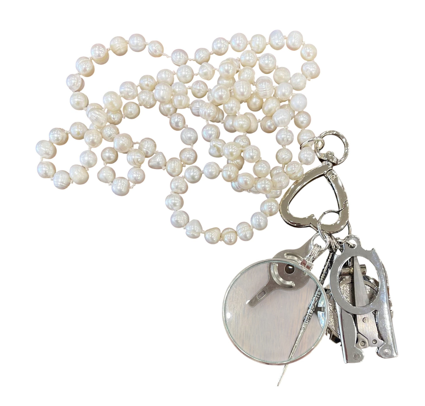 Chatelaine - White Glass Beads