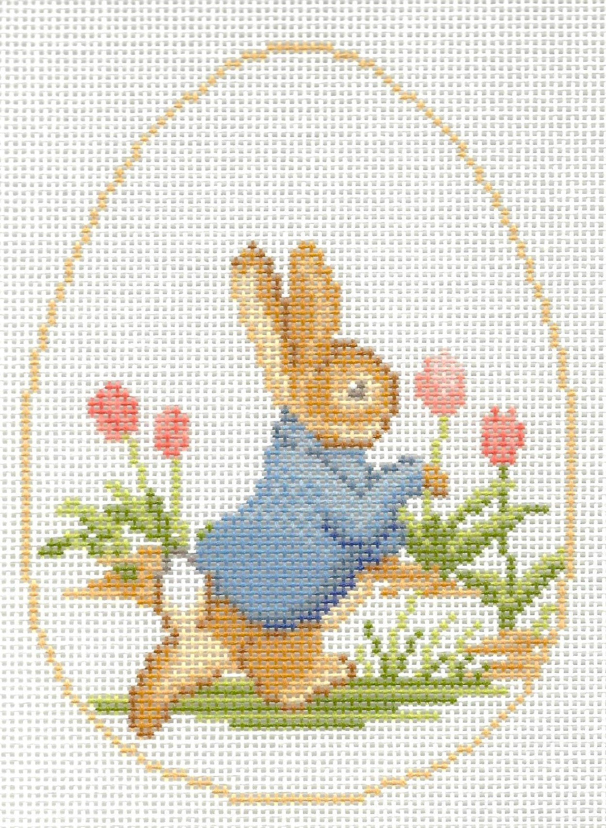 Needlepaint needlepoint canvas of Peter Rabbit Easter Egg