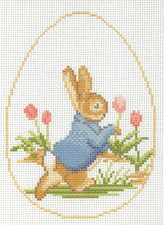 Needlepaint needlepoint canvas of Peter Rabbit Easter Egg