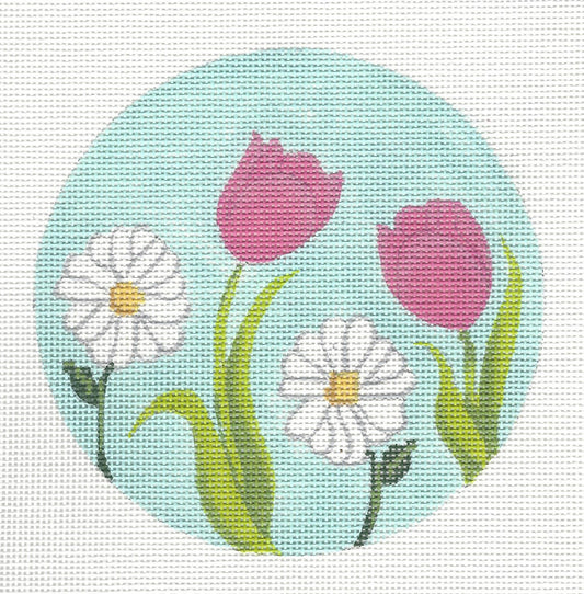 English Garden Round - Pink and White