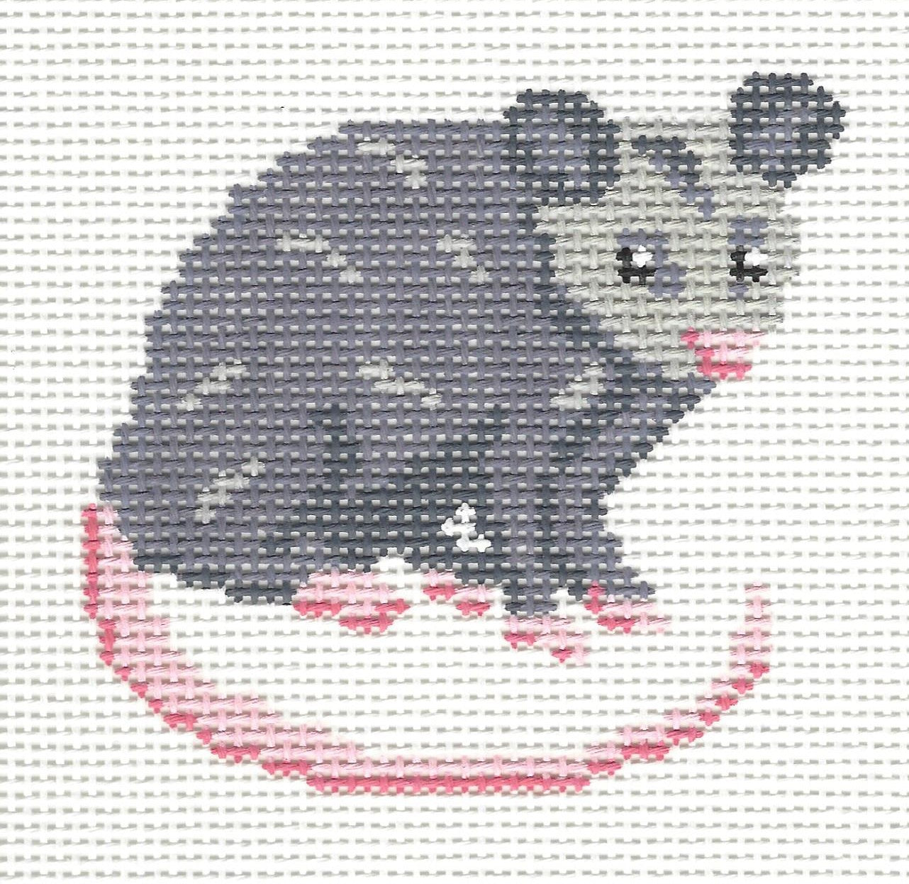 Spellbound Stitchery needlepoint canvas of a baby possum