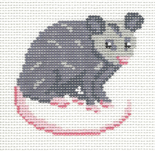 Spellbound Stitchery needlepoint canvas of a baby possum