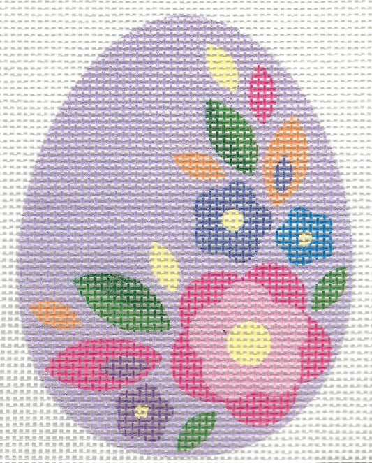 Purple Floral Flat Egg
