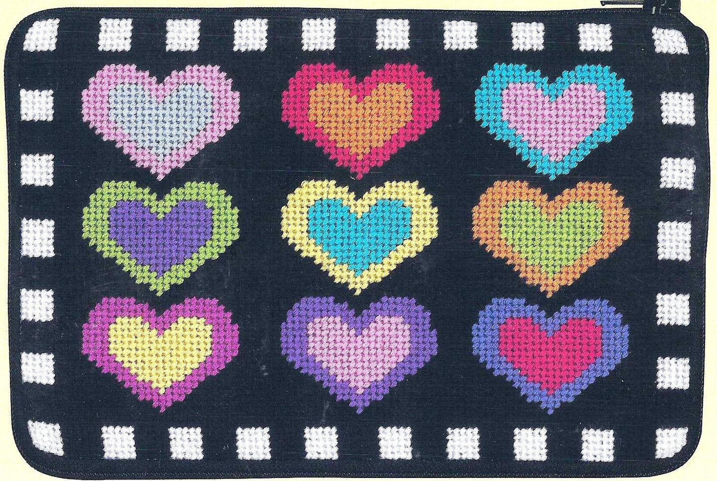 Hearts on Black Cosmetic Purse