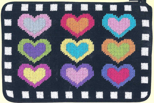Hearts on Black Cosmetic Purse