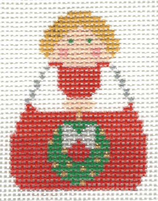 Angel - Red Angel with Green Wreath (Silver)