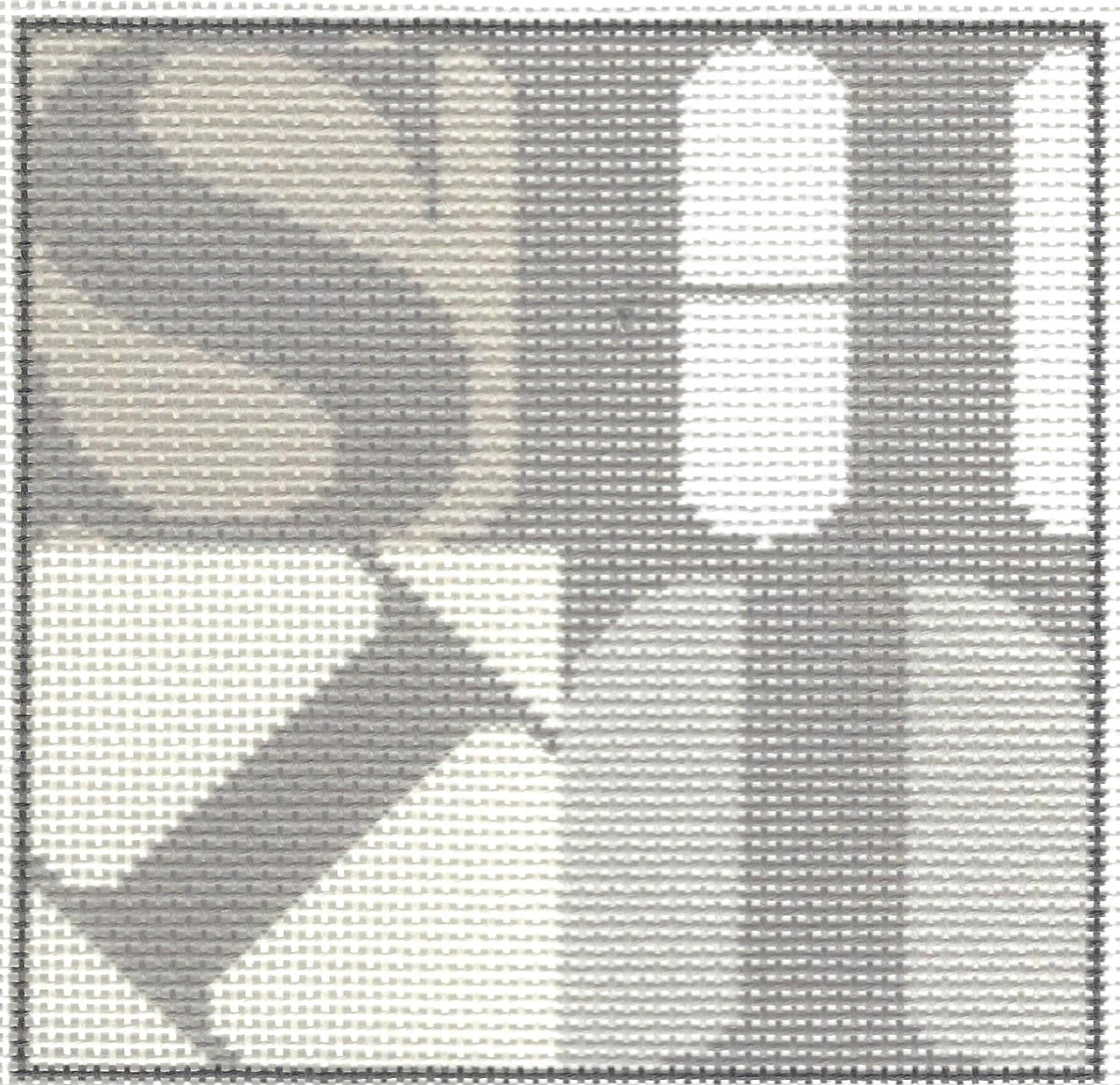 Jeni Sandberg coaster needlepoint canvas of text 'SHIT' in a grayscale color theme